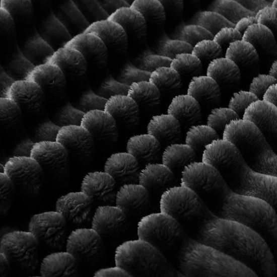 KOC TŁOCZONY 200x220 Z MIKROFIBRY MIĘKKI LUKSUSOWY NARZUTA CZARNY