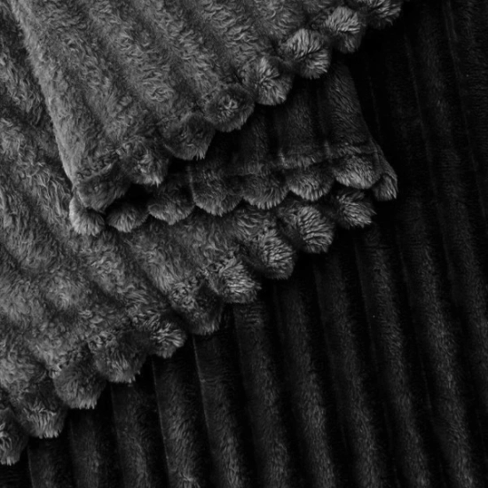 KOC TŁOCZONY 200x220 Z MIKROFIBRY MIĘKKI LUKSUSOWY NARZUTA CZARNY