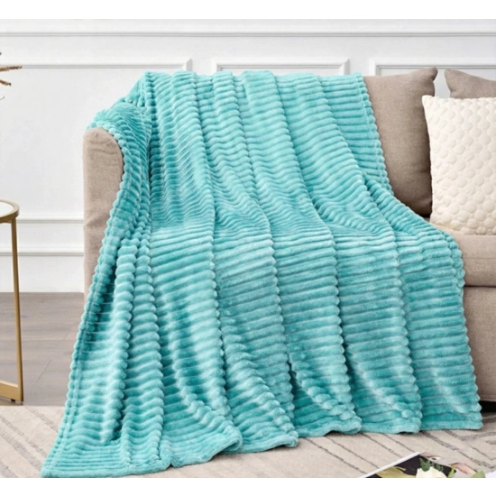 KOC TŁOCZONY 200x220 Z MIKROFIBRY MIĘKKI LUKSUSOWY NARZUTA LAZUR