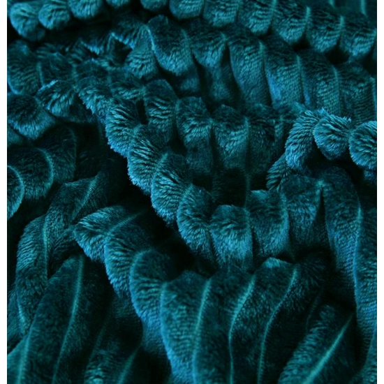 KOC TŁOCZONY NA ŁÓŻKO W PASY Z MIKROFIBRY 160X200 NARZUTA TURKUS