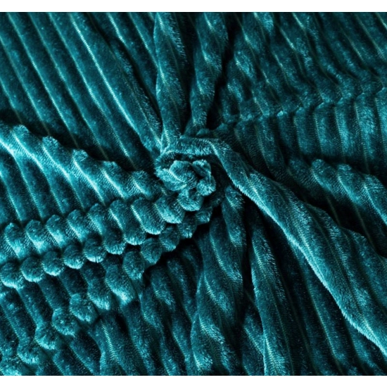 KOC TŁOCZONY NA ŁÓŻKO W PASY Z MIKROFIBRY 160X200 NARZUTA TURKUS