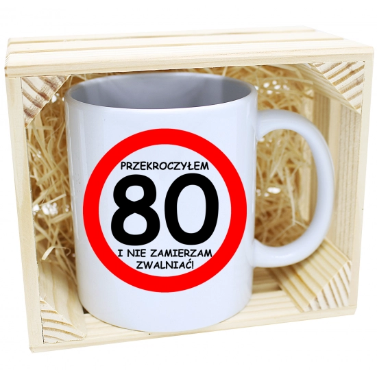 PREZENT KUBEK URODZINOWY W SKRZYNCE URODZINY 80