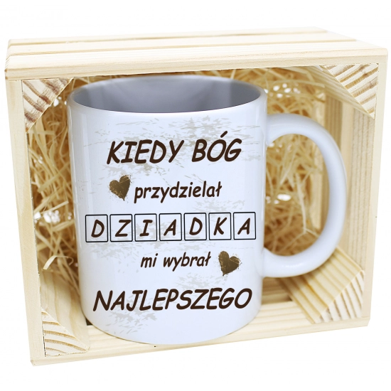 PREZENT KUBEK Z NADRUKIEM DLA DZIADKA W SKRZYNCE