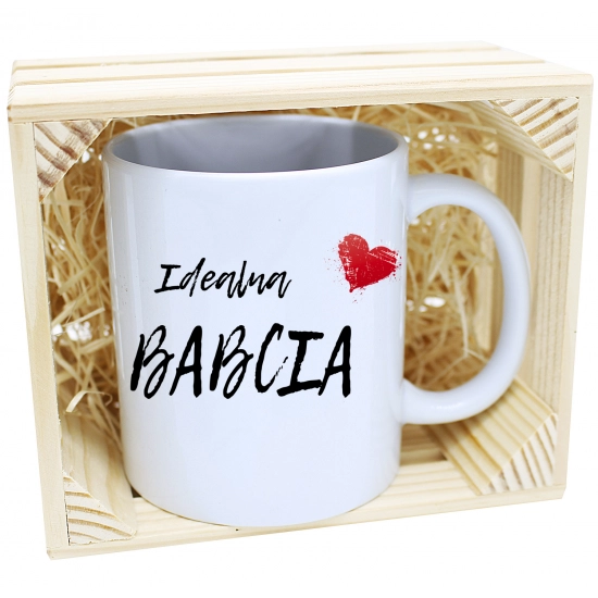 PREZENT KUBEK Z NADRUKIEM DLA BABCI W SKRZYNCE