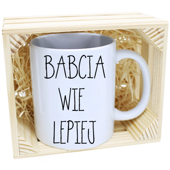 PREZENT KUBEK Z NADRUKIEM DLA BABCI W SKRZYNCE