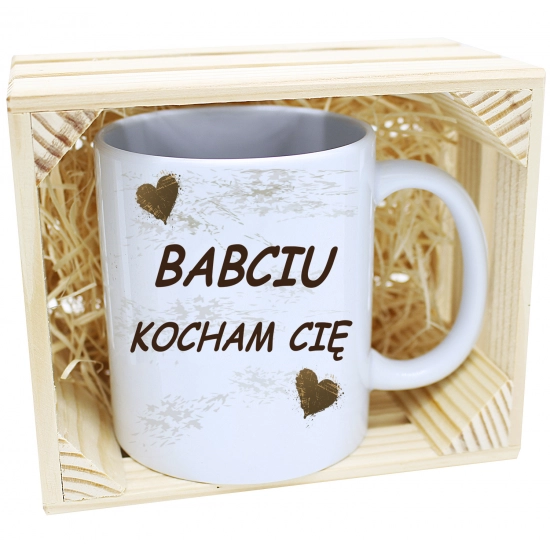 PREZENT KUBEK Z NADRUKIEM DLA BABCI W SKRZYNCE
