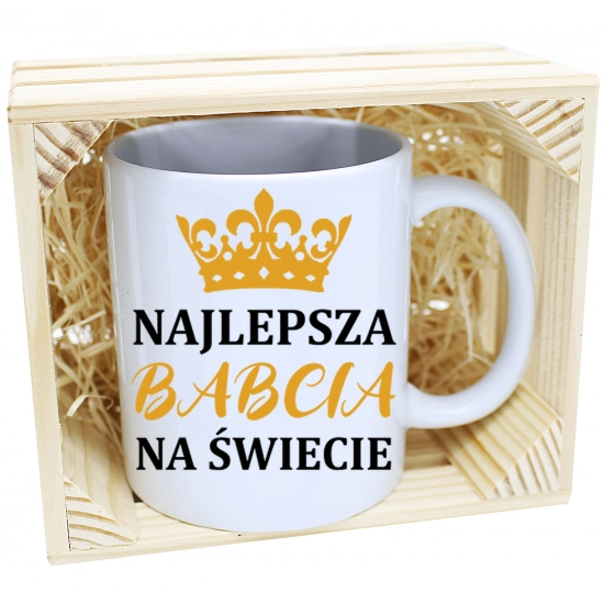 PREZENT KUBEK Z NADRUKIEM DLA BABCI W SKRZYNCE