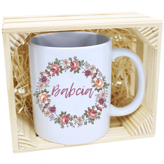 PREZENT KUBEK Z NADRUKIEM DLA BABCI W SKRZYNCE