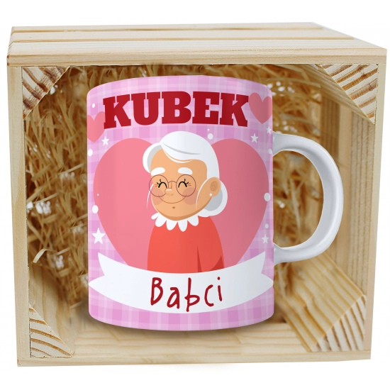 PREZENT KUBEK Z NADRUKIEM DLA BABCI W SKRZYNCE