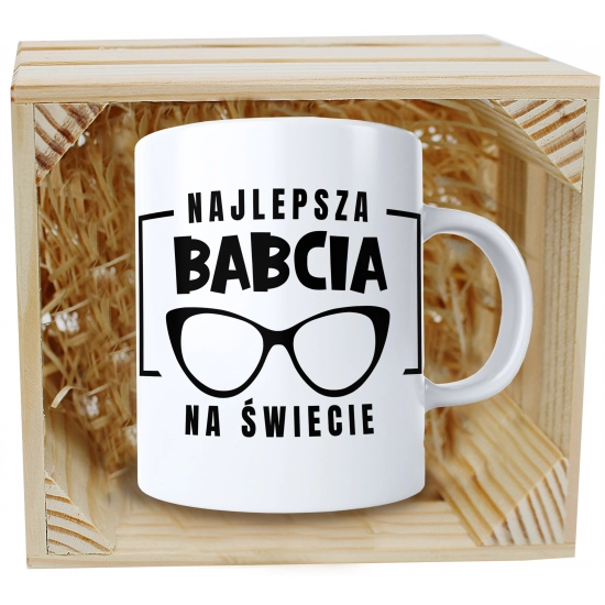 PREZENT KUBEK Z NADRUKIEM DLA BABCI W SKRZYNCE