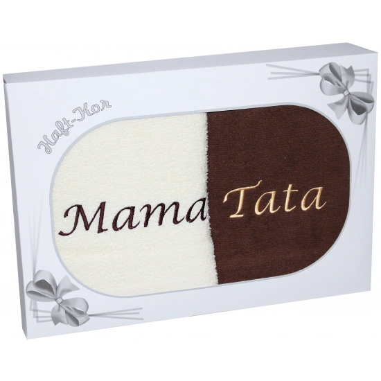 PREZENT DLA MAMY TATY KOMPLET RĘCZNIKÓW MAMA TATA