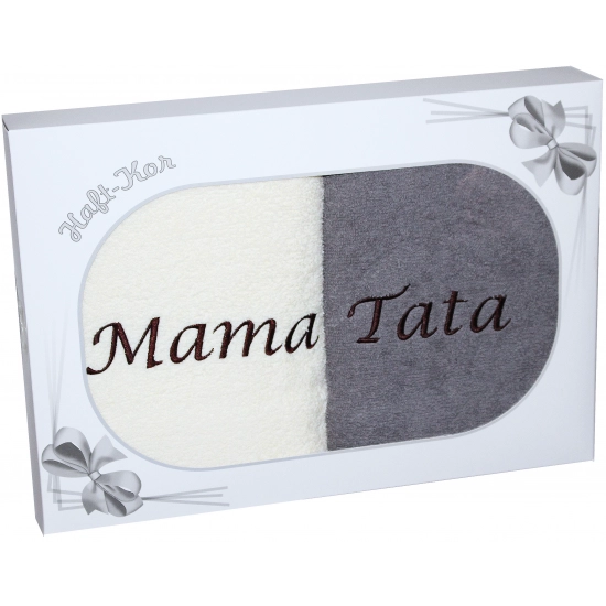 PREZENT DLA MAMY TATY KOMPLET RĘCZNIKÓW MAMA TATA