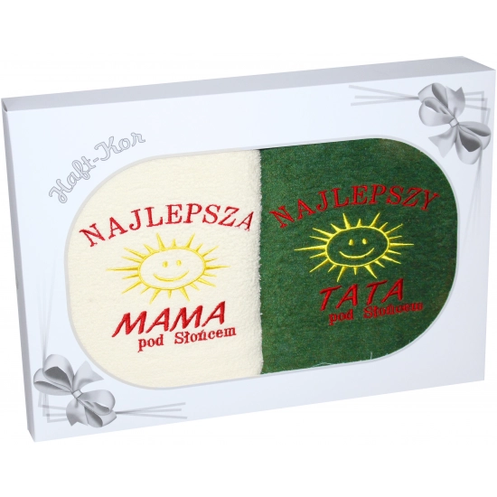 PREZENT DLA MAMY TATY KOMPLET RĘCZNIKÓW MAMA TATA