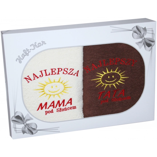 PREZENT DLA MAMY TATY KOMPLET RĘCZNIKÓW MAMA TATA