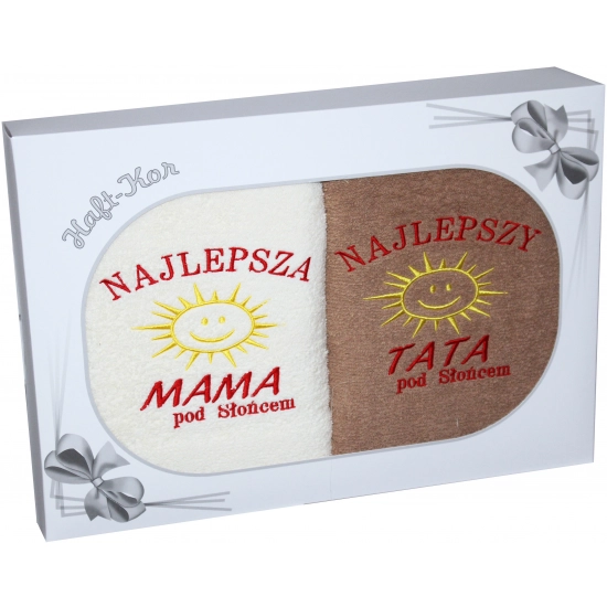 PREZENT DLA MAMY TATY KOMPLET RĘCZNIKÓW MAMA TATA