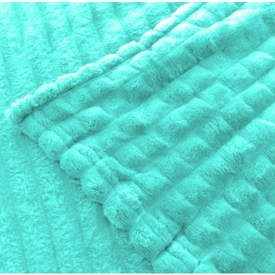 KOC 200x220 NARZUTA ŁÓŻKO Z MIKROFIBRY MIĘKKI PLED KOSTKA KVARTA LAZUR