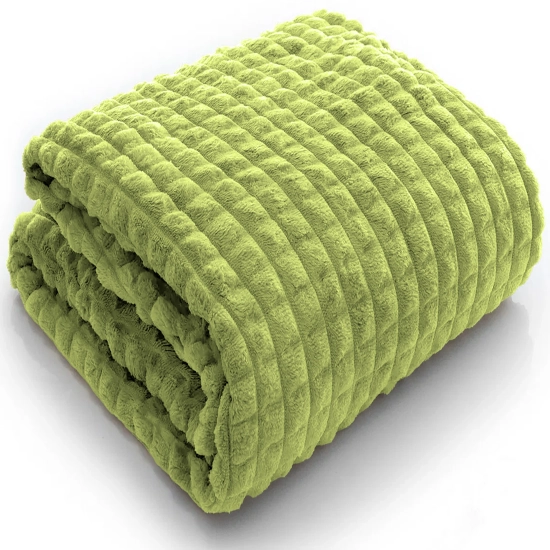 KOC 200x220 NARZUTA ŁÓŻKO Z MIKROFIBRY MIĘKKI PLED KOSTKA KVARTA OLIWKA