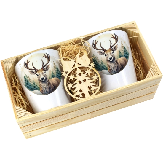 PREZENT ŚWIĄTECZNY ZESTAW KUBKÓW LATTE W SKRZYNCE KUBKI MIKOŁAJ NA ŚWIĘTA