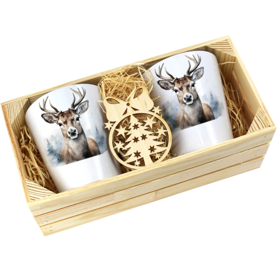 PREZENT ŚWIĄTECZNY ZESTAW KUBKÓW LATTE W SKRZYNCE KUBKI MIKOŁAJ NA ŚWIĘTA