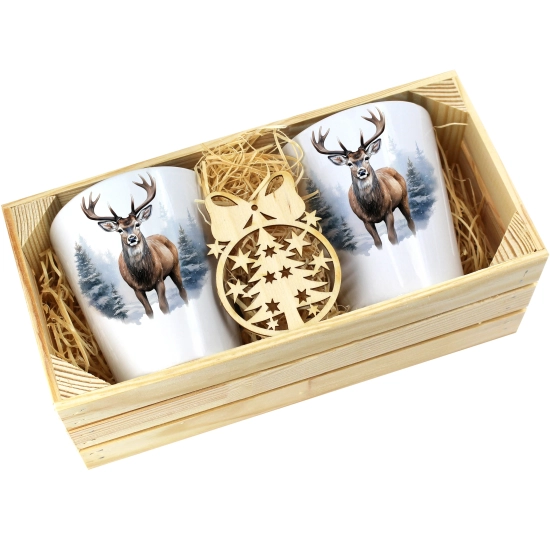 PREZENT ŚWIĄTECZNY ZESTAW KUBKÓW LATTE W SKRZYNCE KUBKI MIKOŁAJ NA ŚWIĘTA