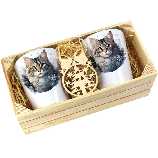 PREZENT ŚWIĄTECZNY ZESTAW KUBKÓW LATTE W SKRZYNCE KUBKI MIKOŁAJ NA ŚWIĘTA