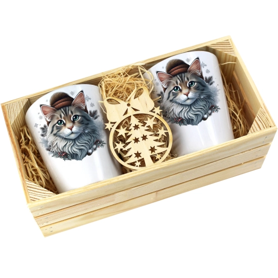 PREZENT ŚWIĄTECZNY ZESTAW KUBKÓW LATTE W SKRZYNCE KUBKI MIKOŁAJ NA ŚWIĘTA