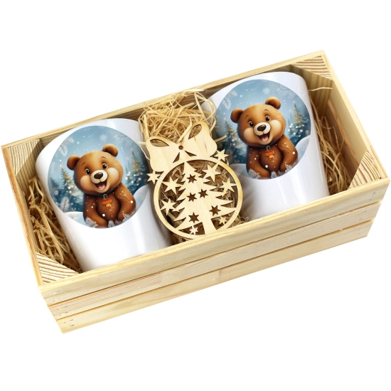 PREZENT ŚWIĄTECZNY ZESTAW KUBKÓW LATTE W SKRZYNCE KUBKI MIKOŁAJ NA ŚWIĘTA