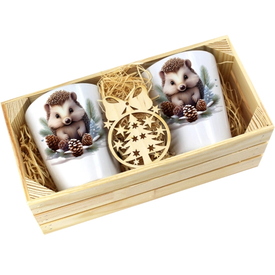 PREZENT ŚWIĄTECZNY ZESTAW KUBKÓW LATTE W SKRZYNCE KUBKI MIKOŁAJ NA ŚWIĘTA