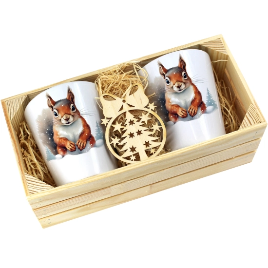 PREZENT ŚWIĄTECZNY ZESTAW KUBKÓW LATTE W SKRZYNCE KUBKI MIKOŁAJ NA ŚWIĘTA