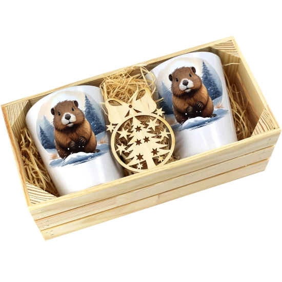 PREZENT ŚWIĄTECZNY ZESTAW KUBKÓW LATTE W SKRZYNCE KUBKI MIKOŁAJ NA ŚWIĘTA