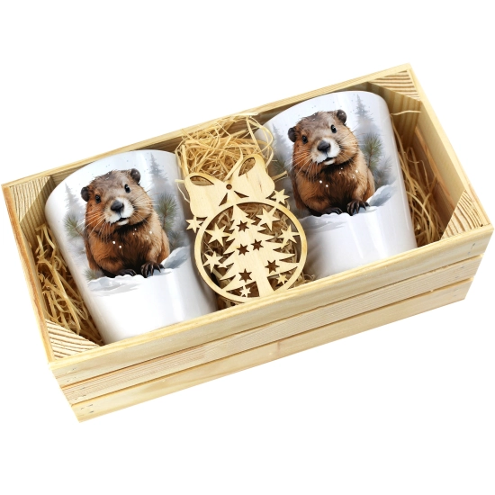 PREZENT ŚWIĄTECZNY ZESTAW KUBKÓW LATTE W SKRZYNCE KUBKI MIKOŁAJ NA ŚWIĘTA