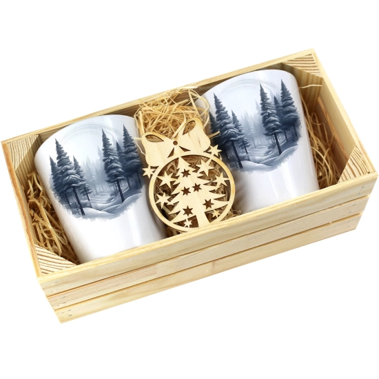 PREZENT ŚWIĄTECZNY ZESTAW KUBKÓW LATTE W SKRZYNCE KUBKI MIKOŁAJ NA ŚWIĘTA