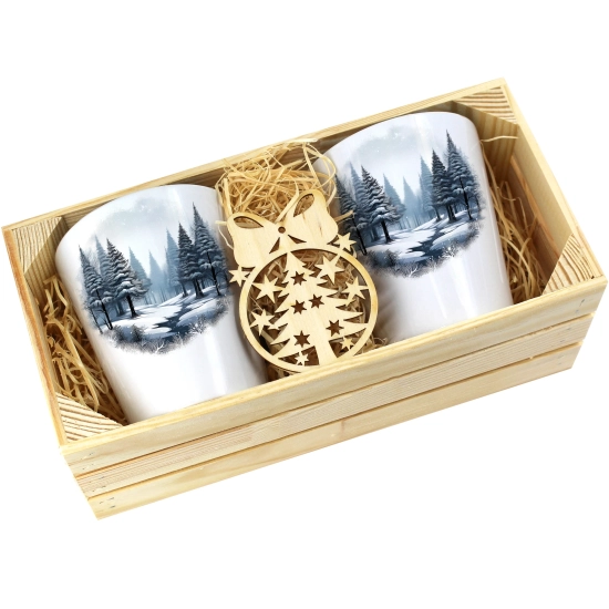 PREZENT ŚWIĄTECZNY ZESTAW KUBKÓW LATTE W SKRZYNCE KUBKI MIKOŁAJ NA ŚWIĘTA