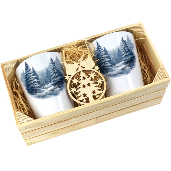 PREZENT ŚWIĄTECZNY ZESTAW KUBKÓW LATTE W SKRZYNCE KUBKI MIKOŁAJ NA ŚWIĘTA