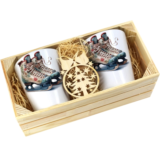 PREZENT ŚWIĄTECZNY ZESTAW KUBKÓW LATTE W SKRZYNCE KUBKI MIKOŁAJ NA ŚWIĘTA