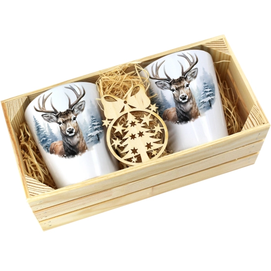 PREZENT ŚWIĄTECZNY ZESTAW KUBKÓW LATTE W SKRZYNCE KUBKI MIKOŁAJ NA ŚWIĘTA