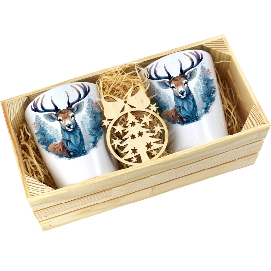 PREZENT ŚWIĄTECZNY ZESTAW KUBKÓW LATTE W SKRZYNCE KUBKI MIKOŁAJ NA ŚWIĘTA