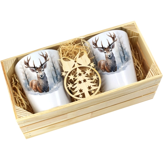 PREZENT ŚWIĄTECZNY ZESTAW KUBKÓW LATTE W SKRZYNCE KUBKI MIKOŁAJ NA ŚWIĘTA