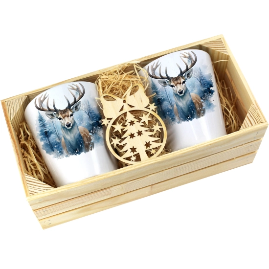 PREZENT ŚWIĄTECZNY ZESTAW KUBKÓW LATTE W SKRZYNCE KUBKI MIKOŁAJ NA ŚWIĘTA