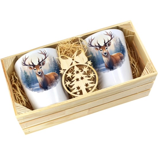 PREZENT ŚWIĄTECZNY ZESTAW KUBKÓW LATTE W SKRZYNCE KUBKI MIKOŁAJ NA ŚWIĘTA