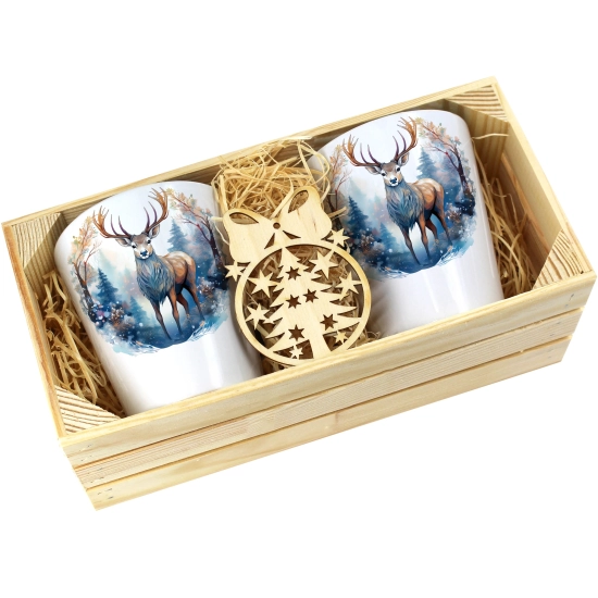 PREZENT ŚWIĄTECZNY ZESTAW KUBKÓW LATTE W SKRZYNCE KUBKI MIKOŁAJ NA ŚWIĘTA