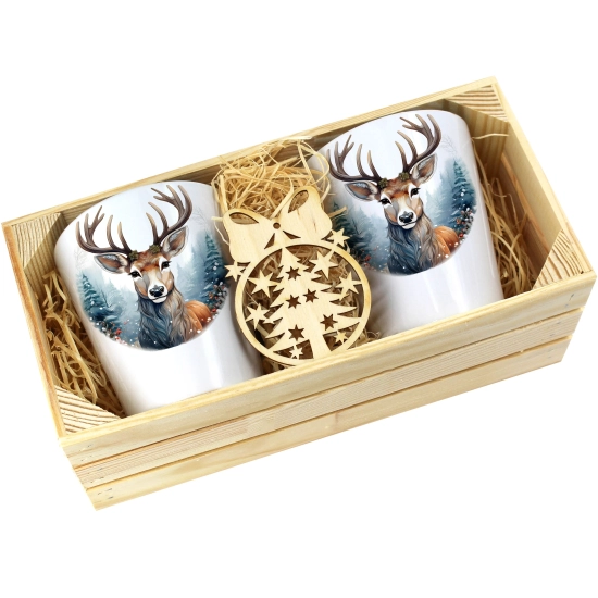 PREZENT ŚWIĄTECZNY ZESTAW KUBKÓW LATTE W SKRZYNCE KUBKI MIKOŁAJ NA ŚWIĘTA