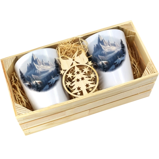 PREZENT ŚWIĄTECZNY ZESTAW KUBKÓW LATTE W SKRZYNCE KUBKI MIKOŁAJ NA ŚWIĘTA