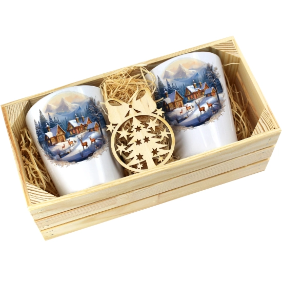 PREZENT ŚWIĄTECZNY ZESTAW KUBKÓW LATTE W SKRZYNCE KUBKI MIKOŁAJ NA ŚWIĘTA