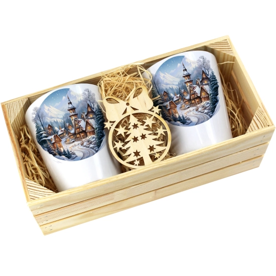 PREZENT ŚWIĄTECZNY ZESTAW KUBKÓW LATTE W SKRZYNCE KUBKI MIKOŁAJ NA ŚWIĘTA