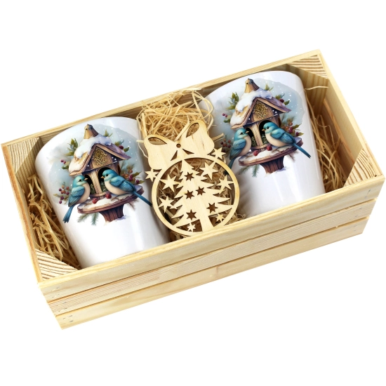 PREZENT ŚWIĄTECZNY ZESTAW KUBKÓW LATTE W SKRZYNCE KUBKI MIKOŁAJ NA ŚWIĘTA