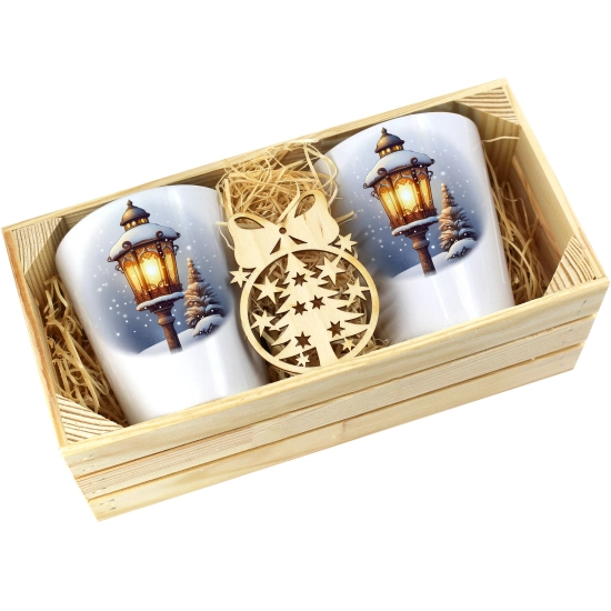 PREZENT ŚWIĄTECZNY ZESTAW KUBKÓW LATTE W SKRZYNCE KUBKI MIKOŁAJ NA ŚWIĘTA