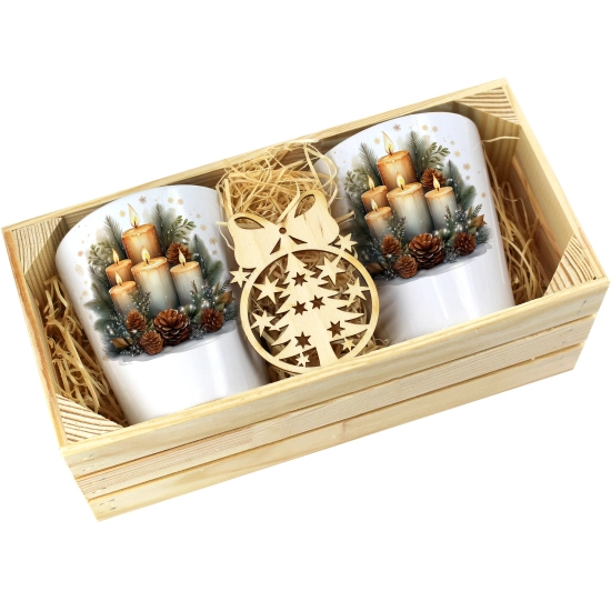 PREZENT ŚWIĄTECZNY ZESTAW KUBKÓW LATTE W SKRZYNCE KUBKI MIKOŁAJ NA ŚWIĘTA