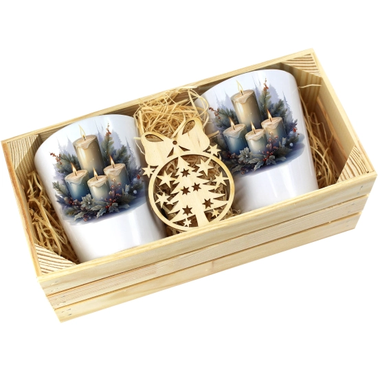 PREZENT ŚWIĄTECZNY ZESTAW KUBKÓW LATTE W SKRZYNCE KUBKI MIKOŁAJ NA ŚWIĘTA