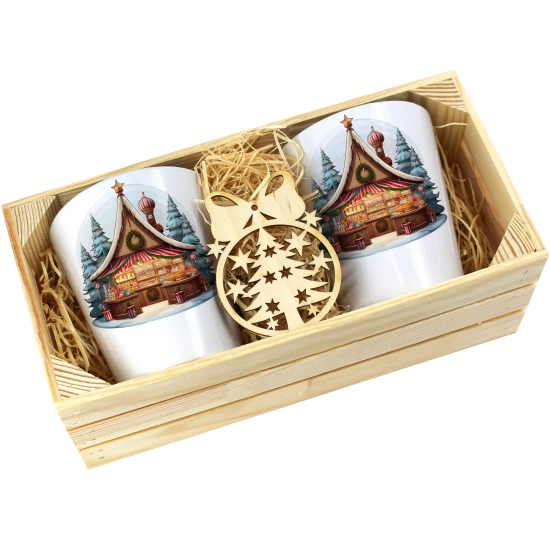 PREZENT ŚWIĄTECZNY ZESTAW KUBKÓW LATTE W SKRZYNCE KUBKI MIKOŁAJ NA ŚWIĘTA